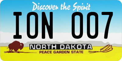ND license plate ION007