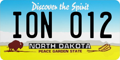 ND license plate ION012