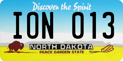 ND license plate ION013