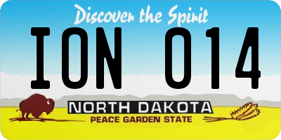 ND license plate ION014