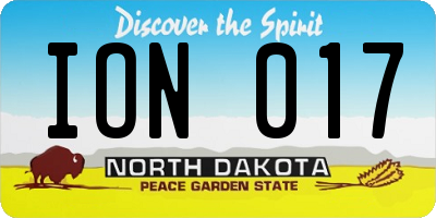 ND license plate ION017