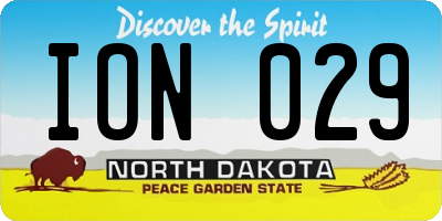 ND license plate ION029