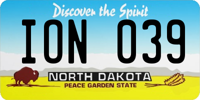 ND license plate ION039