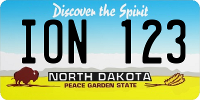 ND license plate ION123
