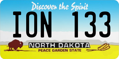 ND license plate ION133