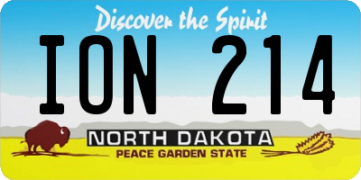 ND license plate ION214