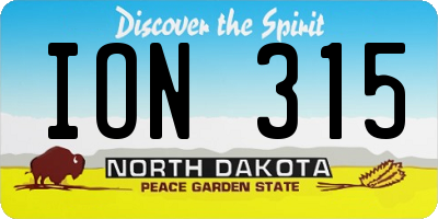ND license plate ION315