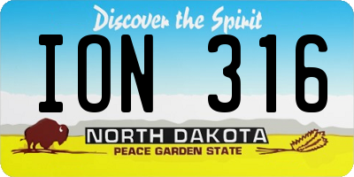 ND license plate ION316