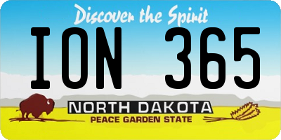 ND license plate ION365