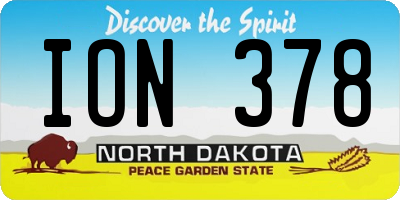 ND license plate ION378