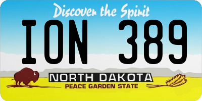 ND license plate ION389