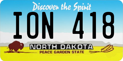 ND license plate ION418