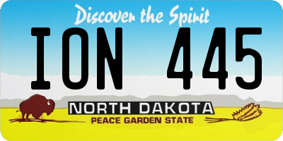 ND license plate ION445
