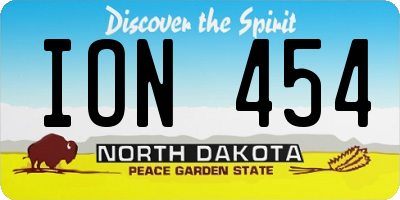 ND license plate ION454