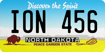 ND license plate ION456