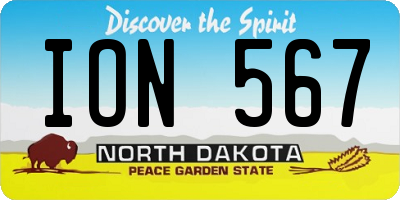 ND license plate ION567