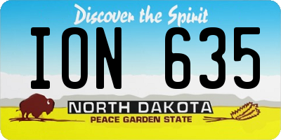 ND license plate ION635