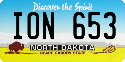 ND license plate ION653