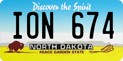 ND license plate ION674