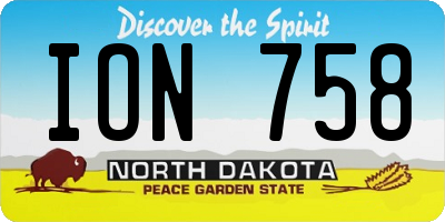 ND license plate ION758