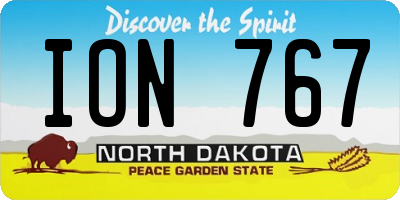 ND license plate ION767