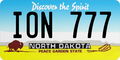 ND license plate ION777