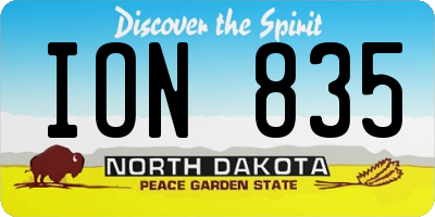 ND license plate ION835