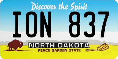 ND license plate ION837