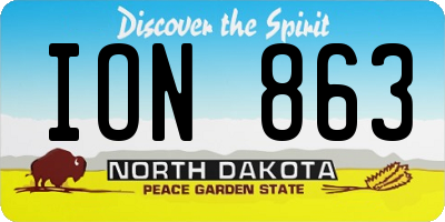ND license plate ION863
