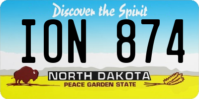 ND license plate ION874