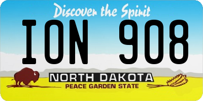 ND license plate ION908