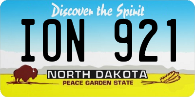 ND license plate ION921