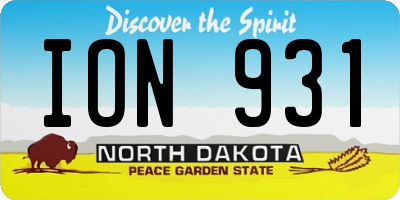 ND license plate ION931