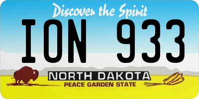ND license plate ION933