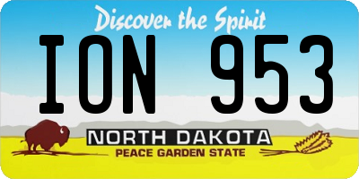 ND license plate ION953