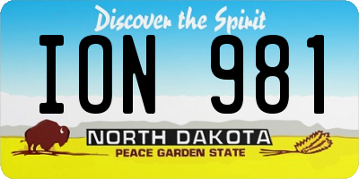 ND license plate ION981