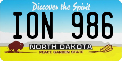 ND license plate ION986