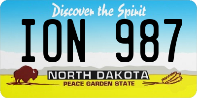 ND license plate ION987