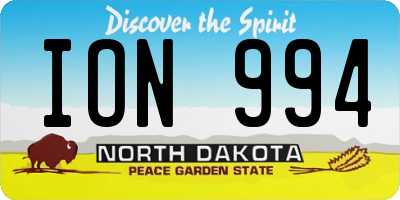 ND license plate ION994
