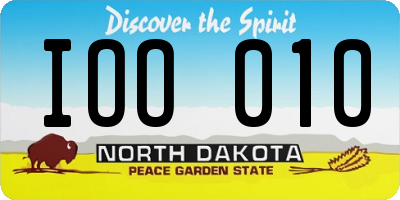 ND license plate IOO010