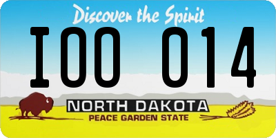 ND license plate IOO014