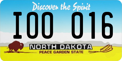 ND license plate IOO016