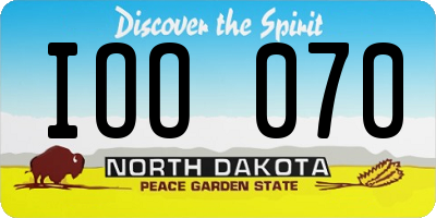ND license plate IOO070