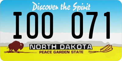 ND license plate IOO071