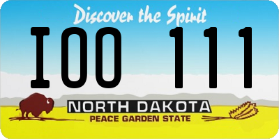 ND license plate IOO111