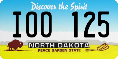 ND license plate IOO125