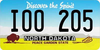 ND license plate IOO205