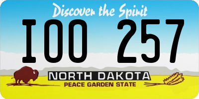 ND license plate IOO257
