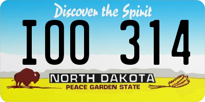 ND license plate IOO314