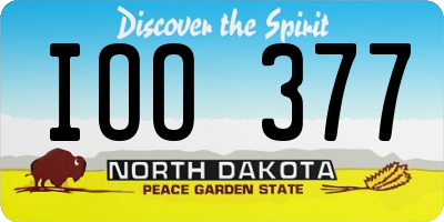 ND license plate IOO377